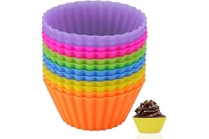 Yitobici Molde para Muffins de Silicona, 12 Piezas Moldes para Hornear de Silicona Reutilizables, Moldes para Muffins, Moldes para Magdalenas
