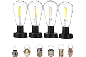 YOUNING Lot de 4 ampoules solaires de rechange pour extérieur - Résistantes aux intempéries - Lampes solaires de jardin - Avec ampoule LED claire - Couvercle de rechange - Panneau solaire pour lanterne
