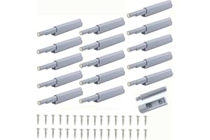 HUATEEN Soft Close Door Dampers Buffers,16 Pack Silent ABS Cupboard/Wardrobe Door Dampers with Rubber Tips,Universal Anti-Collision Dampers for Kitchen Cabinets,Drawers & Sliding Doors (Grey)