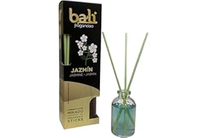 Bali fragancias Ambientador Mikado JAZMÍN Difusor con varillas de ratán para tu salón, comedor o cualquier estancia de tu hogar, fragancias seleccionadas, Aromaterapia, Perfumado (30 ml)