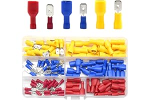 CEEYSEE Cable lugs x 120 male/female cable connectors, blade receptacles, insulated PVC crimp connectors, for 0.5-6 mm² cable, red, blue, yellow (DPSZ)