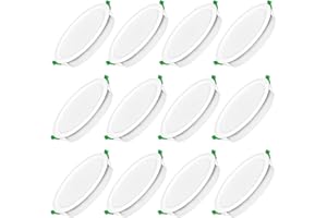 ‎JAENMSA Jaenmsa Led Spots 230V, Einbaustrahler Led, 10W 95-105mm EinbauØ，IP44, Nicht Dimmbar，Led Deckenspots Flach Neutralweiß 4000K für Badezimmer, Küche, Wohnzimmer,12er Set