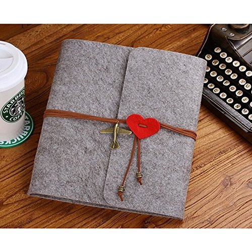 Yalulu Handgemachte Fotoalbum, Scrapbook zum Selbstkleben Notizbuch Gästebuch, DIY, Vintage Style (L, Grau) - 3