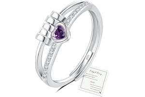 YOEE Anxiety Rings for Women Girls - Sterling Silver Plated Fidget Rings for Anxiety, Adjustable Cubic Zirconia Spinner Ring Jewellery Stress Relief Gift for Daughter Birthday Christmas