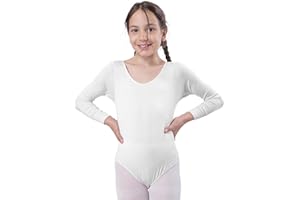 Carnavalife Body niña danza Maillot Ballet Niña de Manga Larga y Cuello Redondo, Maillot Danza Niña para Bailarina Gimnasia,