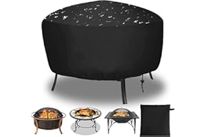 longziming Pit Cover Waterproof Round 80x65cm, 210D Heavy Duty Outdoor Fire Bowl Cover Waterproof Heavy Duty Oxford Fabric with Thick PVC Coating, Adjustable Drawstring