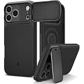 Spigen iPhone 17 Pro ile Uyumlu MagSafe Kılıf Optik Armor Mag Fit Metal Stand &ouml;zellikli Kamera Korumalı Siyah Kapak - ACS0995