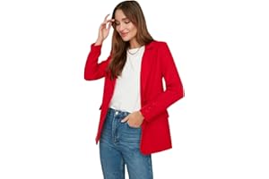 Trendyol Rossi Giacca Blazer con Bottone Rosso Donna