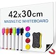 Ezigoo Magnetic Whiteboard for Fridge A3, Dry Erase Magnet White Board, Weekly Organizer & Memo Board, Whiteboard Magnetic with 6 Markers, 1 Eraser, 4 Magnets for Home and Office to Do List