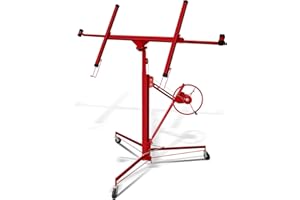 Hebitod Elevador de placas XXL, elevador de placas plegable, montaje en seco, altura regulable 140-350 cm, altura de trabajo, brazos de carga de hasta 290 cm, capacidad de carga de hasta 68 kg, juego