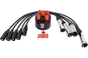 DOO ENGY Zündkabel Verteilerkappe Verteilerfinger Zündleitungssatz Zündspule Zündkabelsatz Zündverteilerläufer Zündungskabel Zündverteiler für 80 B4 B3 B2 Golf 3 2 Je-tta Pa-ssat B4 B3 Ven-to Cordoba 6K Toledo