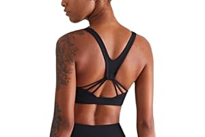icyzone Reggiseno Sportivo Donna Imbottito Senza Ferretto Disegno della Linea Top Sportivo Donna Fitness Yoga Jogging Gym