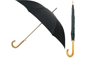 UMBRELLA HEAVEN Windproof Umbrella | Mens Walking Stick Umbrella | Gentleman's Wooden Handle Automatic Umbrellas | Ladies Large Strong Wind Resistant Brolly | Traditional Umbrella