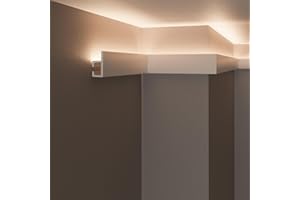 CREATE LUXURY GRAND DECOR Cornici velette per led a soffitto e parete (lunghezza 2 metri - KH903), per illuminazione indiretta con le strisce led | decorative, prefabbricate in duropolimero