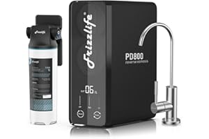 Frizzlife PD800-TAM4 System filtracji wody metodą odwróconej osmozy, pod zlewem, szybki przepływ 3027 l/24h, bezzbiornikowy, redukuje TDS, kompaktowy, alkaliczny mineralny PH, współczynnik odpływu 2:1