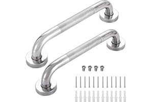 E-GREETSHOPPING 2Pcs Stainless Steel Handrail, 33.5cm Non-Slip Staircase Handrail for Bathroom, Stair Handrails for Elderly Steps, Disability Aid & Equipment Handles, Bathroom Grab Rail for Toilet, Stairs, 13in