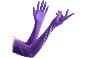 SYCLOPAK Guanti Lunghi,Guanti Lunghi Donna,Guanti Neri Lunghi Donna Eleganti,Satin Gloves,Long Gloves,Long Black Gloves,Guanti Cerimonia Sposa Di Raso Fino A Gomito,Ballo Accessori Donna Anni '20 Halloween