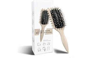 LONGYIER Lockenbürste, Locken mit Zinken definieren Stylingbürste, zum Kämmen und Formen von Männer- und Frauenlocken, um Ziehen und Lockenablösung zu reduzieren (Beige, 24cm)