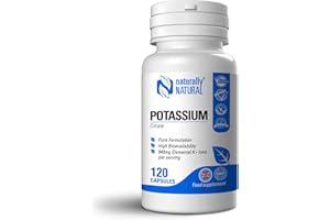 Naturally Natural Potassium Citrate 120 Vegan Capsules High Dose 840mg Elemental K+ Ions per Daily Serving (42% DV), Pure Formulation for Leg Cramps, Blood Pressure and Electrolyte Balance