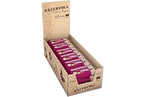 ‎HAFERVOLL HAFERVOLL Organic Flapjack Berry & Cashew, 18 x 60 g Müsliriegel - Bio-zertifiziert, mit Honig ohne Zusatz von Zucker, Hafer, im Ofen gebacken