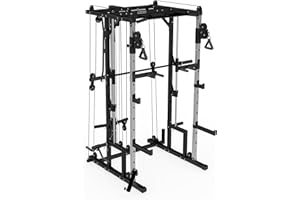 Fitness Tech - Smith Machine S5000 - Jaula de Musculación Multiestación - Entrenamiento Completo de Alta Resistencia - Entrena en Casa o el Gimnasio - 168 x 135 x 230 Cm