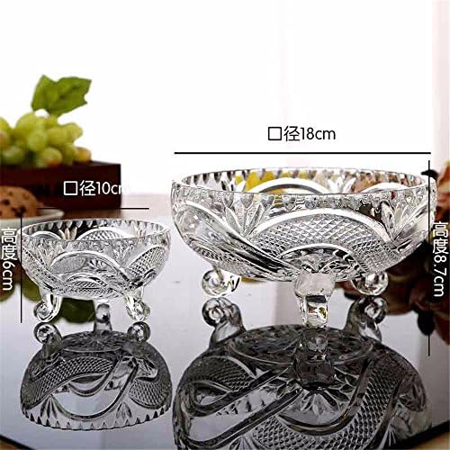 LOSTRYY Glass round fruit façade transparent creative modern European fruit plate large living room dish tableware, 18 * 8.7CM