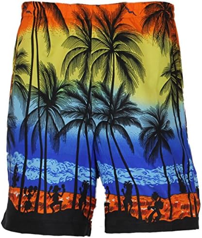 Orange Hawaiian Shorts Party Fancy Dress Beach Palm Tree Shirt Stag Party 4XL