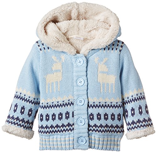 Dirkje Baby Boys Baby outside cardigan Hooded Long Sleeve Cardigan, Blue (lightblue/darkblue/beige), 3 Months