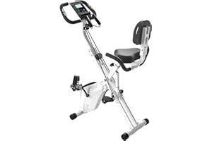 JUPGOD Jopgod Folding Exercise Bike, 4 in 1 Foldable Fitness Stationary Bike, Upright Magnetic Indoor Cycling Bike with 8-Level Adjustable Resistance And Arm Resistance Bands, Pulse Sensor, LCD Monitor
