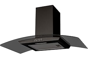 SIA CGHS90BL 90cm Curved Black Glass Cooker Hood Kitchen Extractor Fan