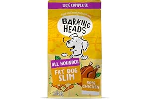 Barking Heads Complete Dry Dog Food 2kg - Adult All Hounder Fat Dog Slim Chicken - Natural Low Fat Weight Management for Overweight Dogs - Vet Approved