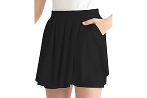 Hovershoes Girls Flowy Shorts Kids Athletic 2 in 1 Running Active Skirt PE Gym Dance Sports Shorts Teens Girls Summer Short High Waisted Casual Beach Pants with Pockets