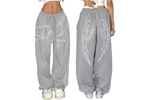 ORANDESIGNE Jogging Femme Pantalon Survetement de Danse à Jambes Larges Taille Haute avec Cordon de Serrage Sportswear