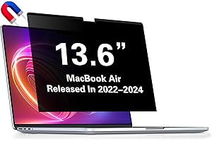 LUSA DESIGN Magnetic Privacy Screen for MacBook Air 13.6 Inch M2 - Removable Laptop Privacy Filter Shield and Anti-Glare Protector