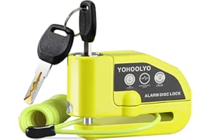 YOHOOLYO Bloccadisco Moto Antifurto con Allarme Sonoro 110DB, Accessori di Protezione 2 Chiavi, 1.5m Reminder per Motorino Motocross