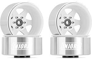 INJORA 1.9 Beadlock Cerchi Ruota Orlo Disassamento -8,9 mm Metallo Hub Piatti Profondi per 1/10 RC Crawler Auto TRX4 Axial SCX10 90046 UTB18 ，Bianco