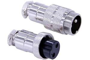 Elecbee GX16 2 Pines Aviación Enchufe Conector, Conector Circular Hembra y Macho de Acoplamiento 16 mm Rosca Panel Metal Conector para Cable y Panel de Señal y Electrónicos de Aviación