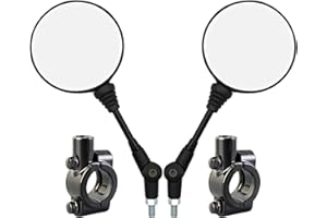 LLWQUANZSS Motorcycle Rearview Mirror, Universal Folding Round Mirror and 10mm Mounting Base for Motorcycles, Scooters, Bicycles