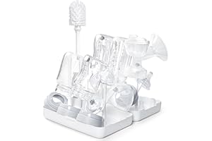 Termichy Space-Saving Baby Bottle Drying Rack with Removable Sticks Compact Brush Suit for Travel Camping Outdoor(Grey)