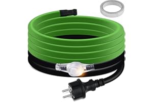 4M Heizkabel mit Thermostat, 35W/m Selbstregulierendes Frostschutz Heizkabel mit Betriebsanzeigeleuchte, Begleitheizung Wasserleitung von Wasserleitungen, Dachrinnen und Weidetränken, IP68