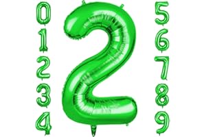 OFFCUP Zahlen Luftballon Grün, Folienballon Zahl 2, 40 Zoll Helium Ballons Geburtstagsdeko Mädchen Junge Kindergeburtstag Party Deko Ballon Zahl Deko zum Geburtstag Silvester Deko Neujahr Deko