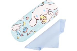 Dekewe Anime Cartoon Eyeglasses Case, Cute Hard Shell Eyeglasses Cases Kids Glasses Case, PU Leather Eyeglass Case With 2Pcs Glasses Cloth for Boys Girls Teen