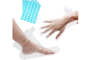 VIDILLO Zestaw do kąpieli z woskiem parafinowym, 200 liczy parafinowych wkładek do kąpieli, 100 szt. przezroczystych rękawic i 100 szt. butów, jednorazowe plastikowe ochraniacze wkładki do wosku parafinowego gorącego salonu spa farbowanie włosów, rękawiczki ochronne do rąk