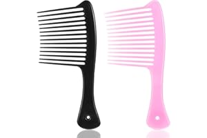 Ouligay 2 sztuki grzebienia do loków, afro, grzebień do loków, gruby, z tworzywa sztucznego, szeroki grzebień do stylizacji włosów, dla mężczyzn i kobiet, grube cienkie i długie włosy