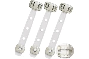 ILULALA Child Safety Fridge Locks, 3pcs Adjustable Refrigerator Door Lock, Child Proof Safety Cabinet Lock with Strong 3M Adhesives for Cabinets and Drawers, Multi-Purpose for Furniture Toilet Seats Ovens.