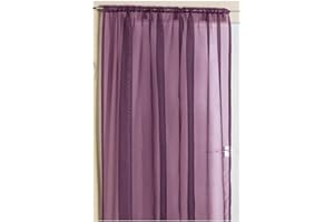 IANS EMPORIUM Matching Bedrooms Faux Silk Voile Net Slot Top / Rod Pocket Curtain Panel Aubergine 59 x 54 Inches