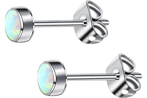 G23 Titan Opal Ohrstecker für Damen Mädchen Hypoallergen Ohrring mit 3mm 4mm 5mm 7mm Geburtsstein für empfindliche Ohren Mode Damenschmuck