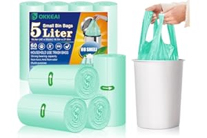 OKKEAI 5L Food Waste Bags Kitchen Caddy Liners 6-8L Bin Bags Small Trash Bags 60 Counts Pedal Garbage Bags for Bathroom,Office,Toilet Fit 3,4,5,6l Rubbish bin