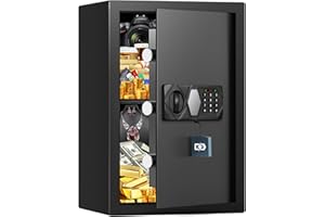 TISKGG 68L Groß Feuerfester Safe Tresor für Zuhause, Tresor Feuerfest Wasserdicht mit Zahlenschloss, Stummschaltfunktion und Abnehmbares Regal, Anti-Theft Safe Tresore für Geld, Dokument, Medizin