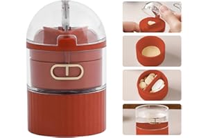 Dzmuero Coupe medicaments, Coupe comprimé, Broyeur medicament, 4 fonctions, couper les médicaments, stocker les médicaments, écraser les médicaments, gobelet deau, boîte à pharmacie portable (Rouge)